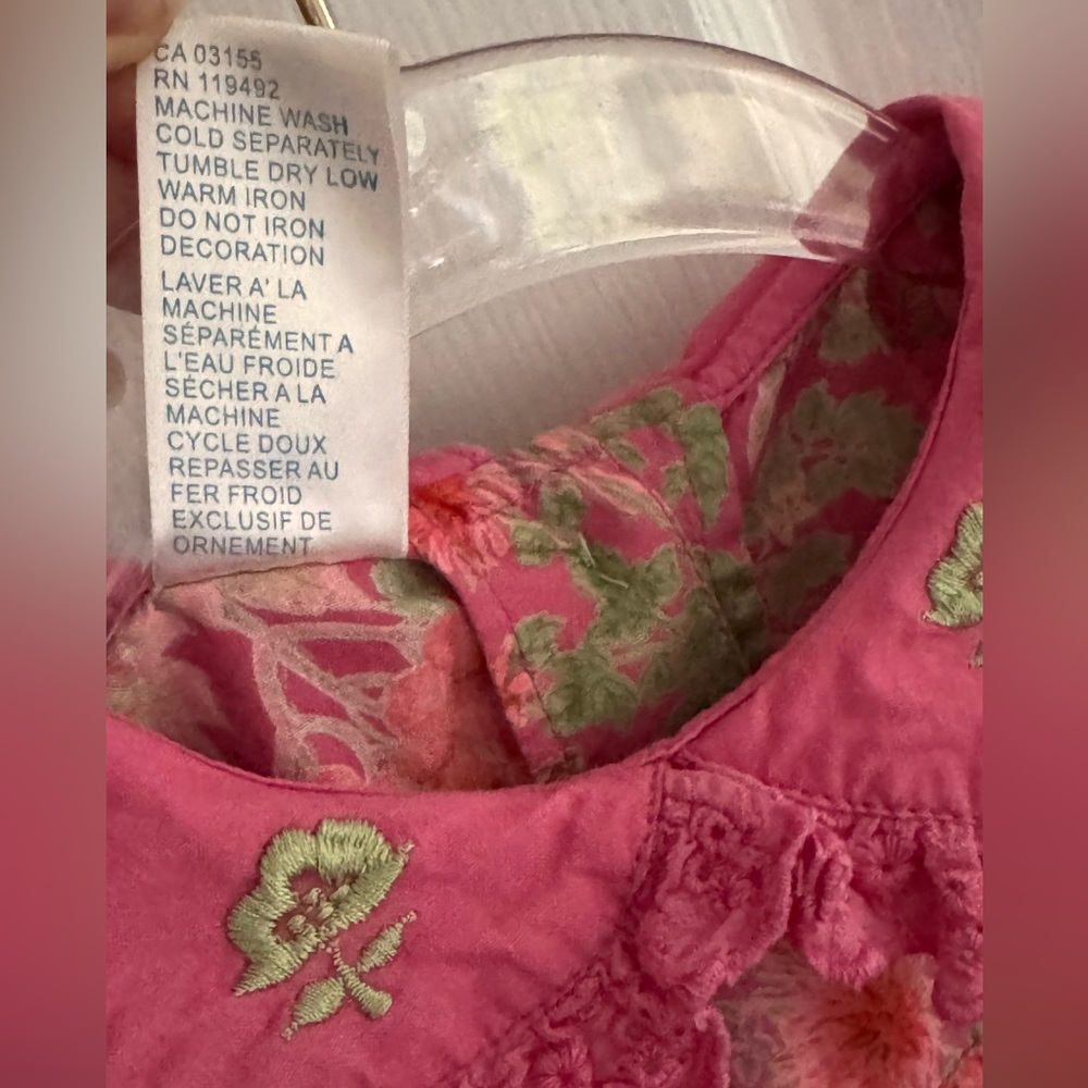 April Cornell Pink and Green Floral Dress and Bloomers, Baby Girl 12-18mos - Picture 6 of 10